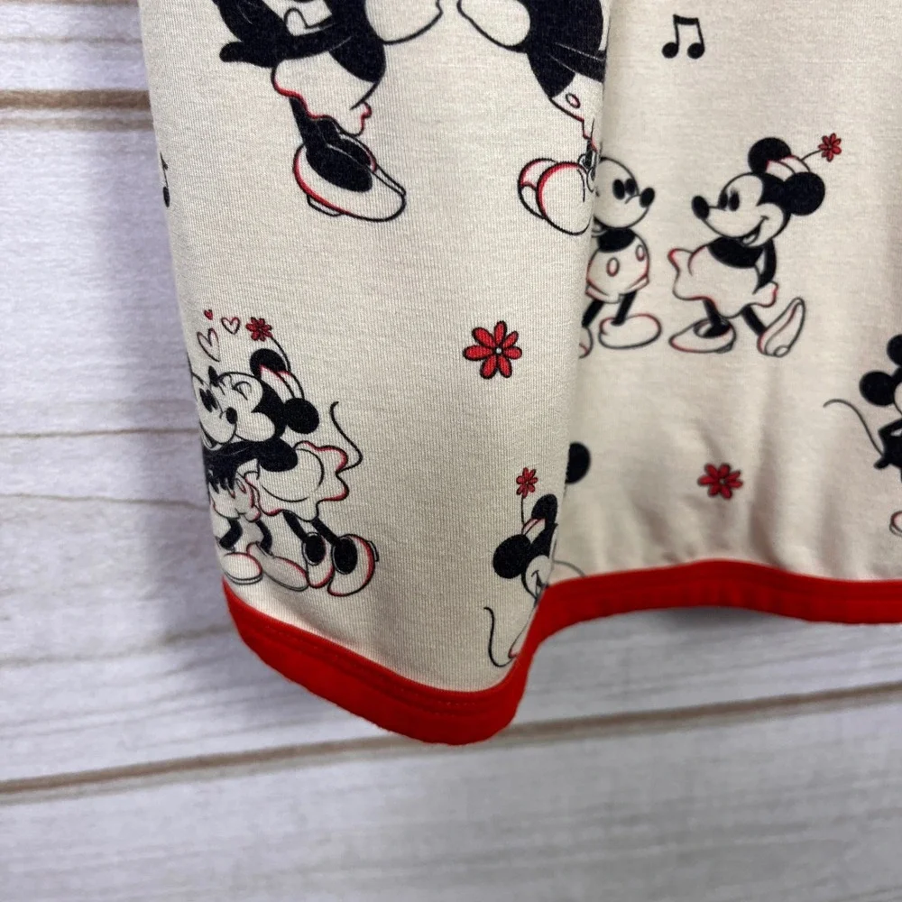 Tiny Threads Kids Mickey Minnie Mouse Bamboo Viscose Nightgown Red Cream 9/10